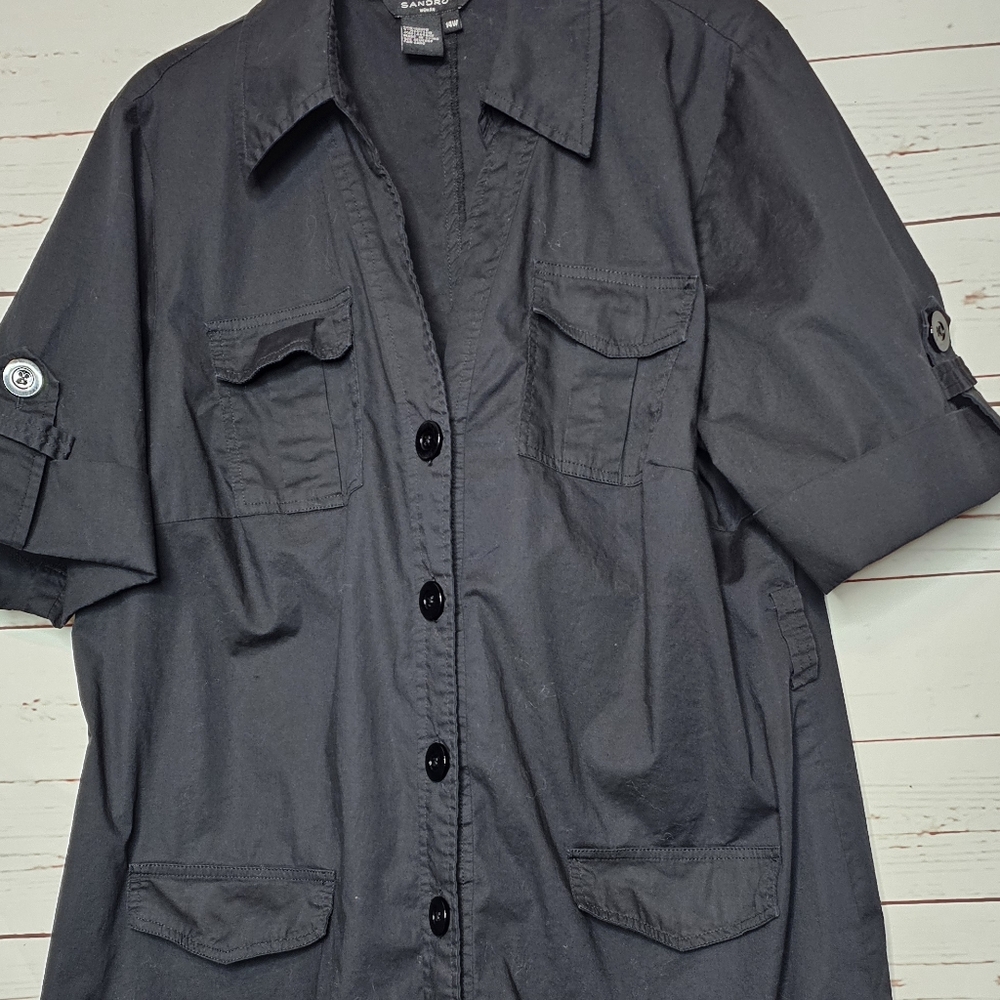 Sandro Woman Black Button Dress - Picture 3 of 10